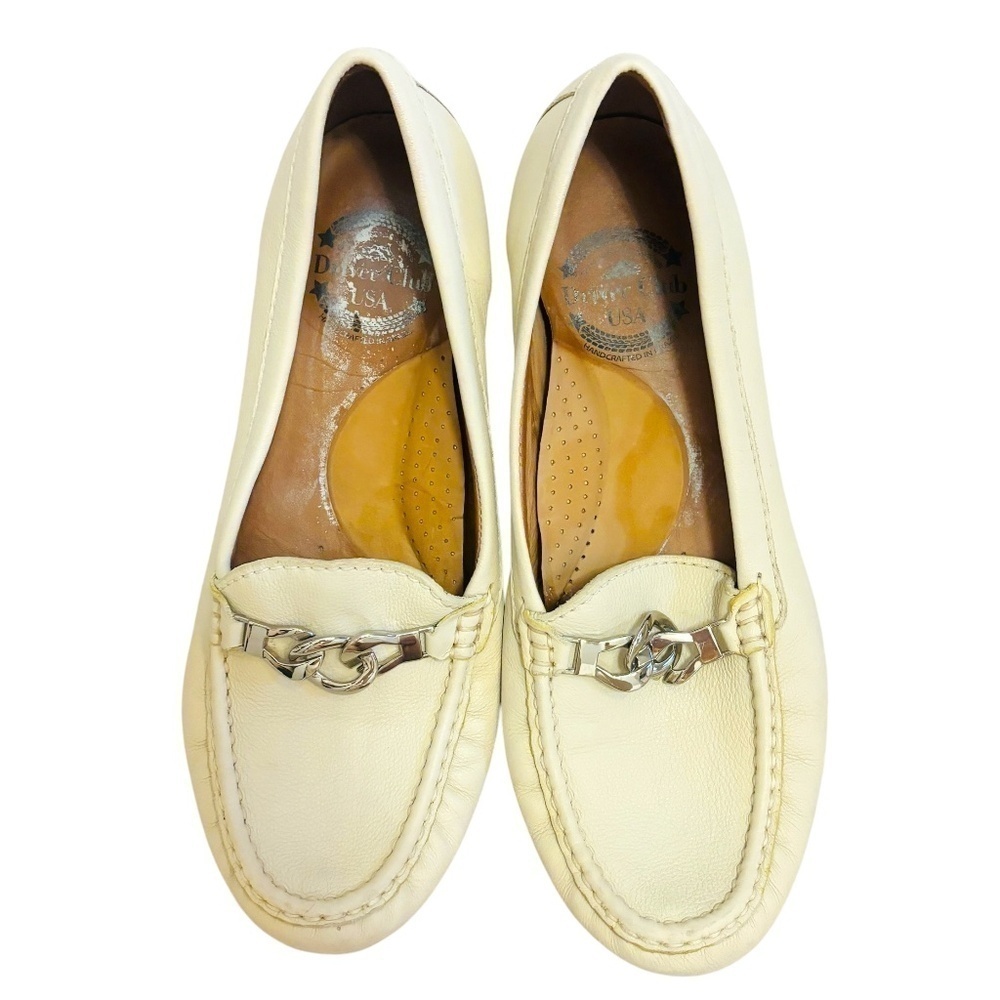 Driver Club USA Cream Leather Loafers